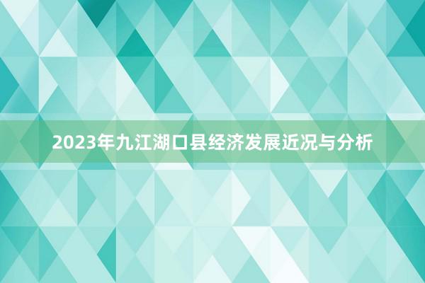 2023年九江湖口县经济发展近况与分析